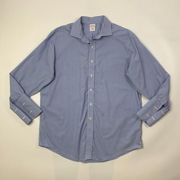 Brooks Brothers Shirt Mens 16.5 Cadet White Non Iron Cotton Striped French Cuff - Picture 2 of 9